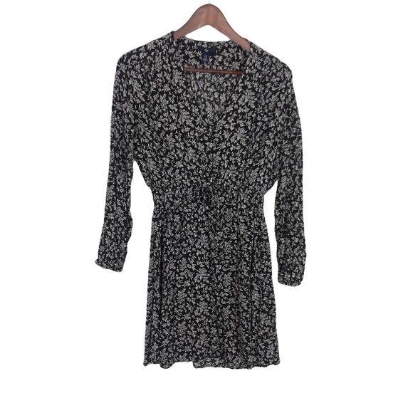 Gap Black White Floral Drop Waist Dress Women's Size XS - Picture 1 of 7
